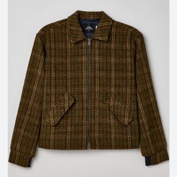 Urban Outfitters Plaid Brushed Zip Jacket Size Large - Picture 8 of 8